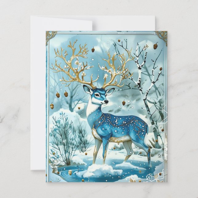 Winter Blue Reindeer Scrapbook Paper (Front)