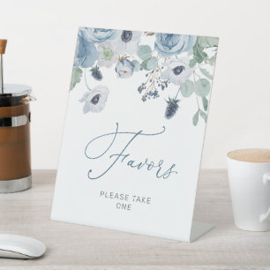 Winter Blue Rose Flowers Shower Favours Sign