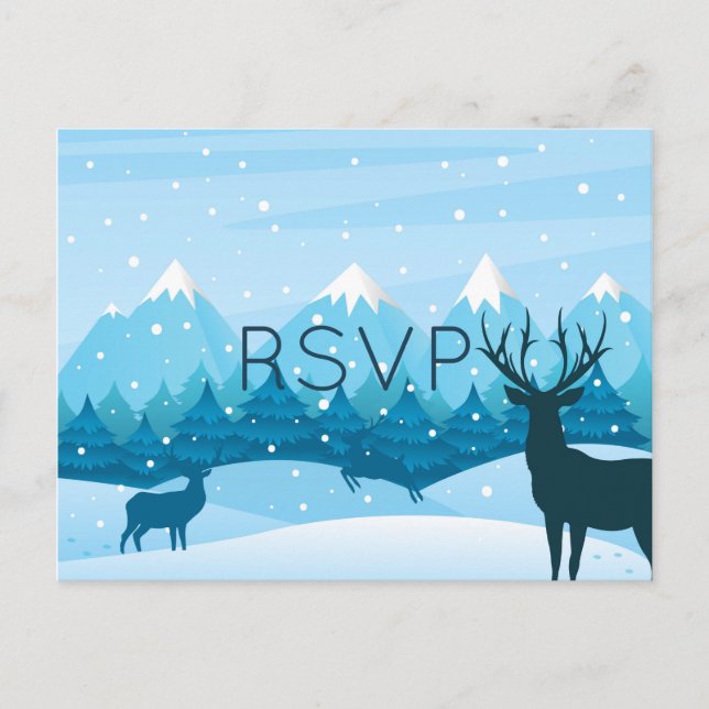 Winter Blue RSVP Postcard with Meal Choice (Front)