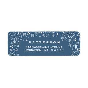 Winter Blue Season's Greetings Christmas Label