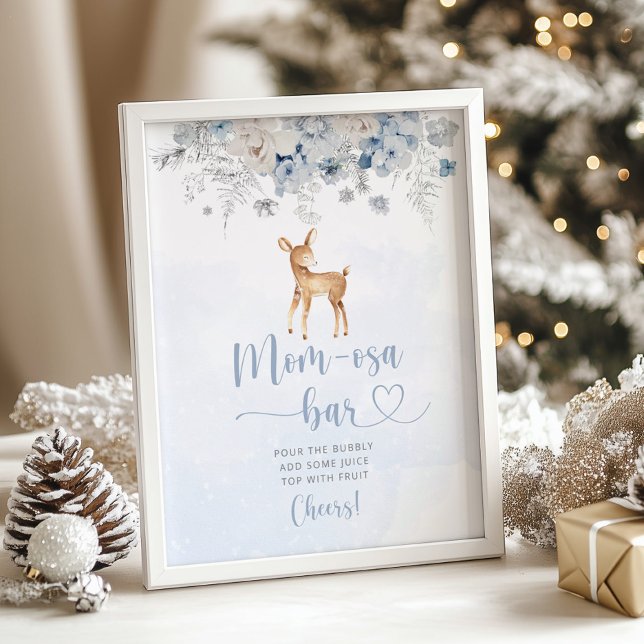 Winter blue silver deer cosy mum-osa bar Poster (Creator Uploaded)