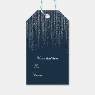 Winter Blue & Silver Sparkling Ice Lights Wedding Gift Tags