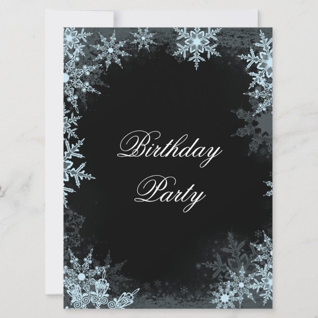 Winter Blue Snowflake Birthday Prty Invitation (Front)
