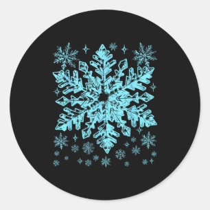Winter Blue Snowflake Christmas Xmas Costumes Men Classic Round Sticker