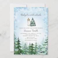 Winter Blue Snowflake Cold Outside Baby Shower