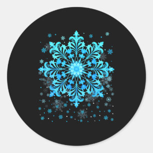 Winter Blue Snowflake Pjs Christmas Xmas Men Women Classic Round Sticker