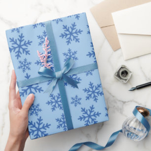 Winter Blue Snowflakes Christmas Present Seamless Wrapping Paper