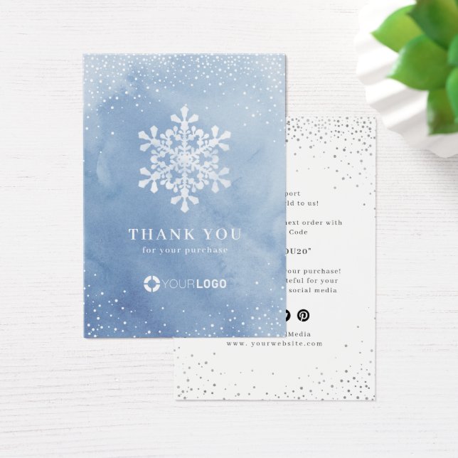 Winter Blue Snowflakes Christmas Thank You Insert (Desk)