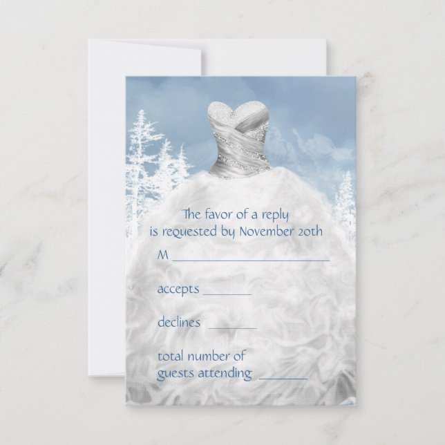 Winter Blue Snowflakes Quinceanera RSVP (Front)