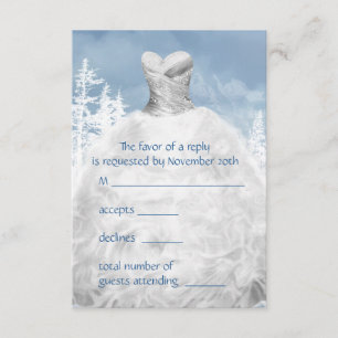 Winter Blue Snowflakes Quinceanera RSVP Card