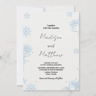 Winter Blue Snows Floral Wedding Invitations
