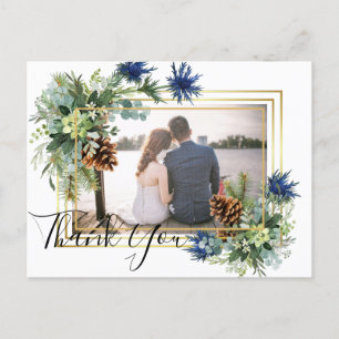 Winter Blue Thistle Eucalyptus Wedding Wonderland Postcard