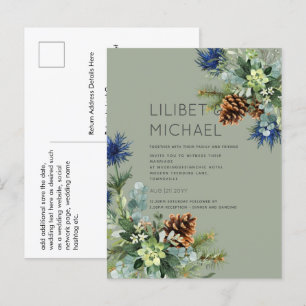 Winter Blue Thistle Eucalyptus Wedding Wonderland Postcard