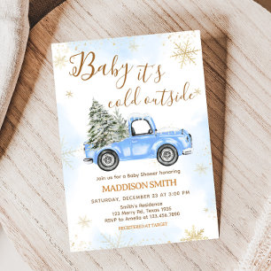 Winter Blue Truck Baby Shower  Invitation