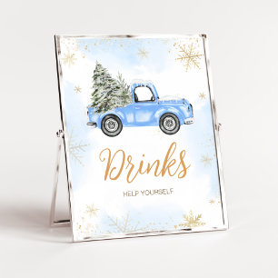 Winter Blue Truck Drinks Poster