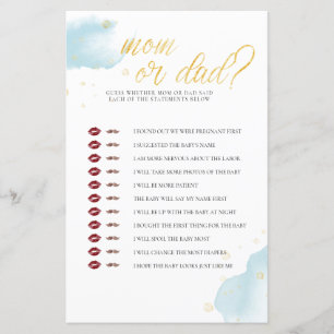 Winter Blue Watercolor Baby Shower Game Mum Or Dad