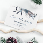 Winter Blue Watercolor Christmas Save the Date Announcement Postcard<br><div class="desc">Winter blue watercolor christmas,  save the date announcement card,  featuring a classic white background,  modern editable template which is easily personalised. All font styles and background colour can be changed easily by clickiing on the customise further link after personalising.</div>