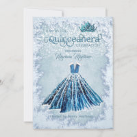 Winter blue Watercolor hand drawn ball dress