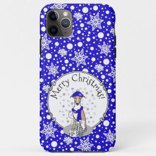 Winter Blue Whippet Snow Scarf - Fawn & white Cute Case-Mate iPhone Case