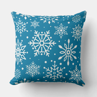 Winter Blue White Snowflake Christmas Cushion