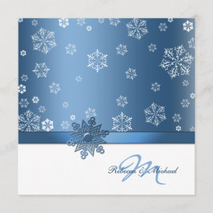 Winter Blue & White Snowflake Wedding Invites
