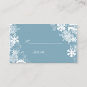 Winter Blue White Snowflakes Wedding Place Cards