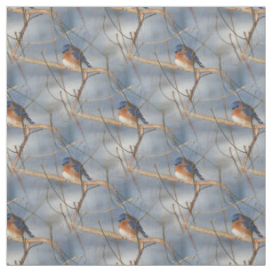 Winter Bluebird Animal Nature Pattern Fabric