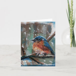 Winter Bluebird Art Thank You Card