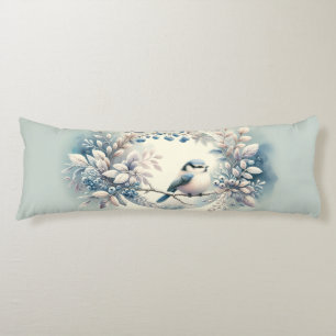 Winter Bluebird Berry Wreath Body Cushion