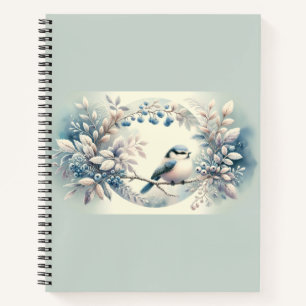 Winter Bluebird Berry Wreath Notebook