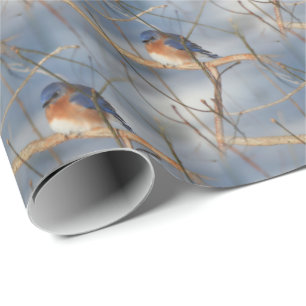 Winter Bluebird Nature Pattern   Wrapping Paper