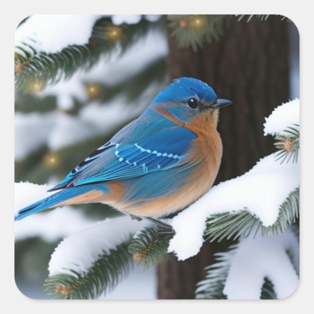 Winter Bluebird Square Sticker (Front)