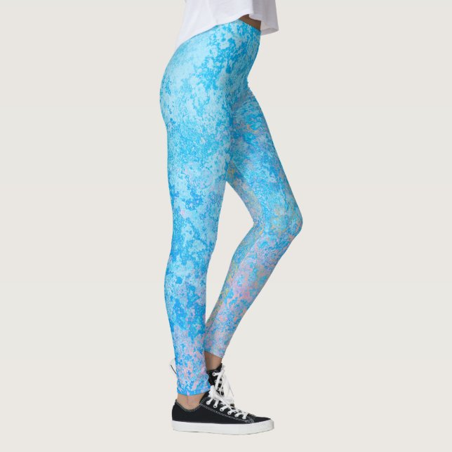Winter Blues Bright Pastel Abstract Leggings (Right)