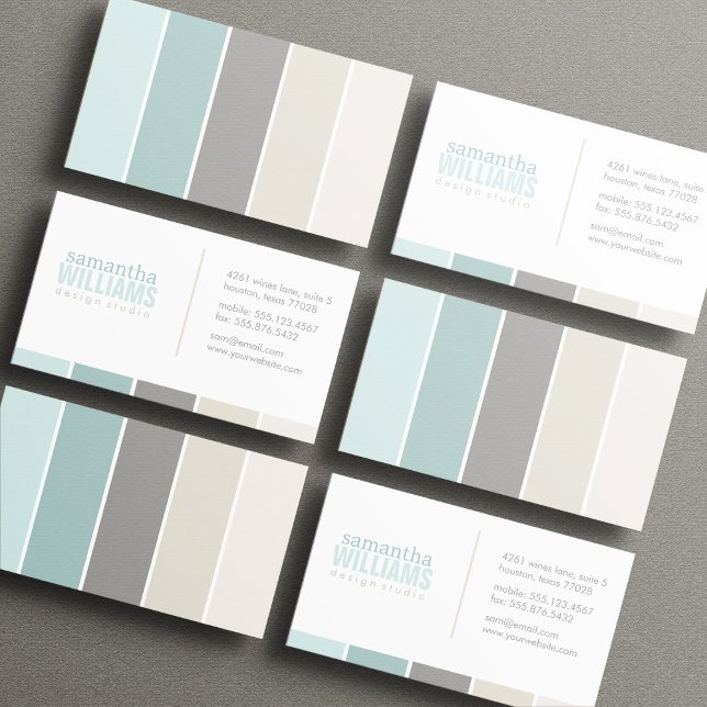 Winter Blues Colour Blocks Business Card (Creator Uploaded)