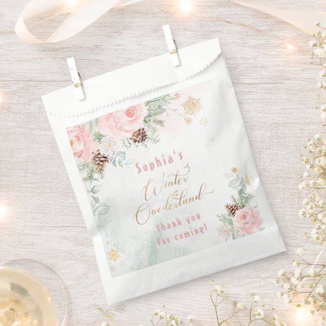 Winter blush pink winter onederland birthday favour bags (Clipped)