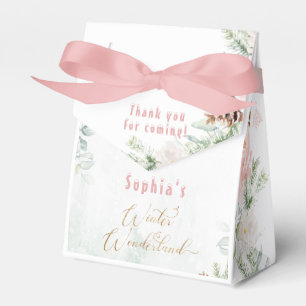 Winter blush pink winter wonderland girl birthday favour box
