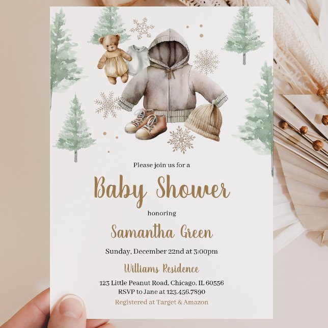 Winter Boho Baby Clothes Baby Shower Invitation (Creator Uploaded)