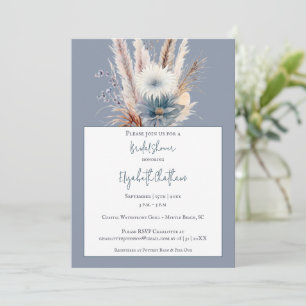 Winter Boho Floral Bridal Shower   Blue Invitation