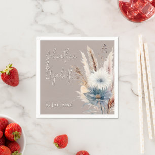 Winter Boho Floral Wedding   Beige Napkin