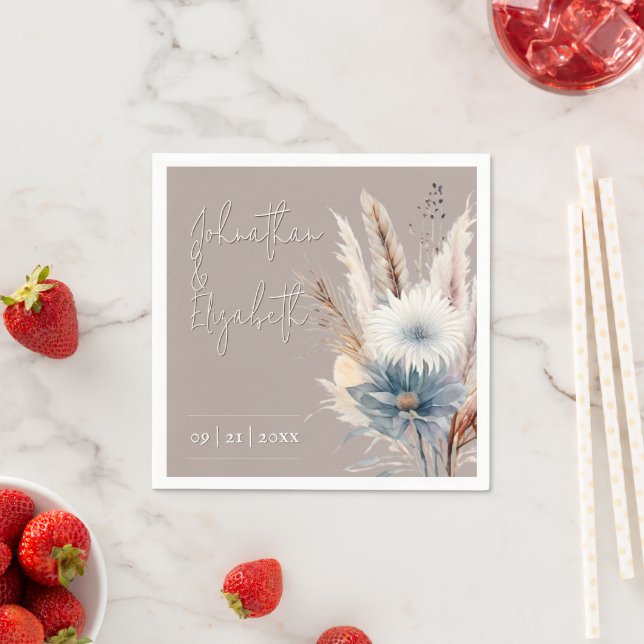 Winter Boho Floral Wedding | Beige Napkin (Insitu)
