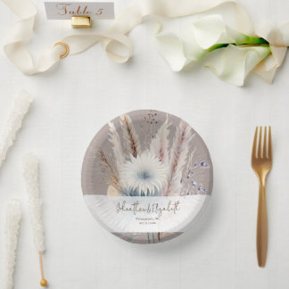 Winter Boho Floral Wedding | Beige Paper Plate