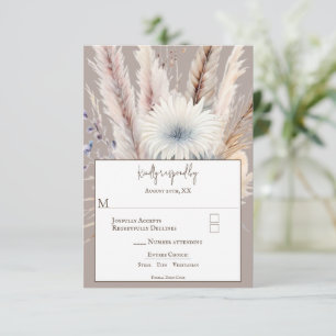 Winter Boho Floral Wedding   Beige RSVP Card