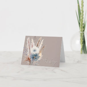 Winter Boho Floral Wedding   Beige Thank You Card