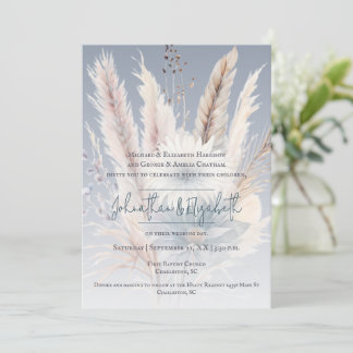Winter Boho Floral Wedding | Blue Invitation