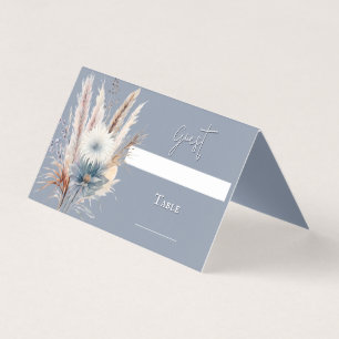 Winter Boho Floral Wedding Blue Place Card