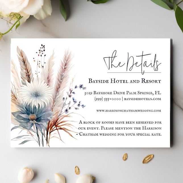 Winter Boho Floral Wedding | White Enclosure Card (White Winter Boho Floral Wedding Details Enclosure Card)