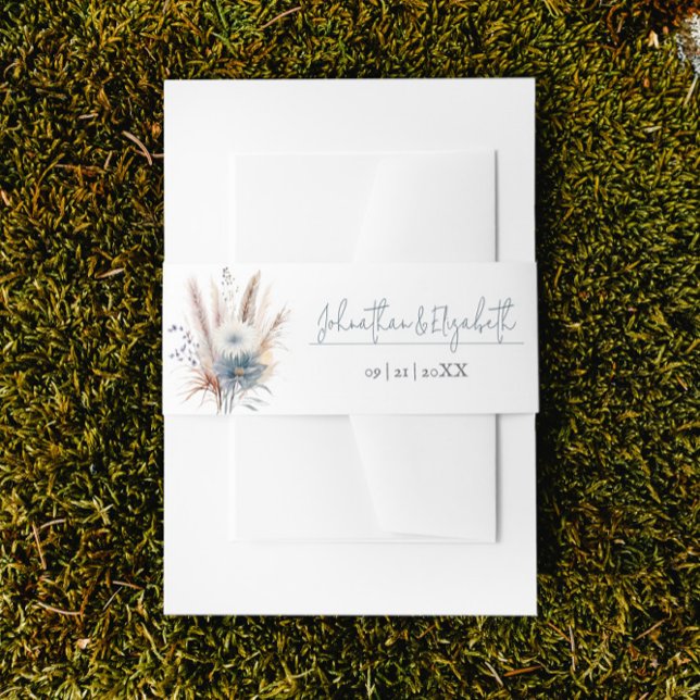 Winter Boho Floral Wedding | White Invitation Belly Band (White Winter Boho Floral Wedding Invitation Belly Band)