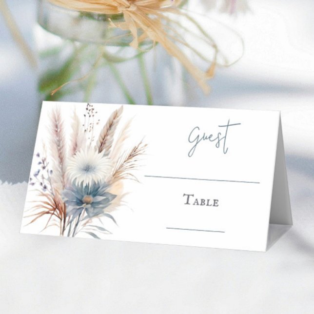 Winter Boho Floral Wedding | White Place Card (Winter Boho Floral Wedding Place Card | White)