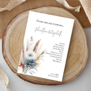 Winter Boho Floral Wedding White Programme