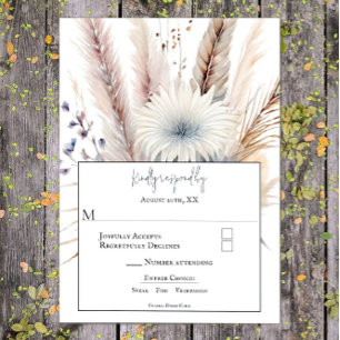 Winter Boho Floral Wedding   White RSVP Card